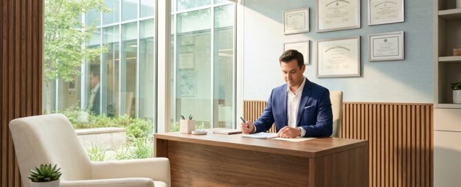 Physician consultation office representing physician-supervised scalp micropigmentation care