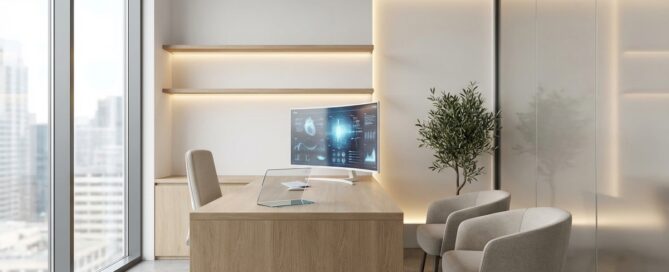 Modern medical consultation room representing ARTAS robotic hair transplant technology precision