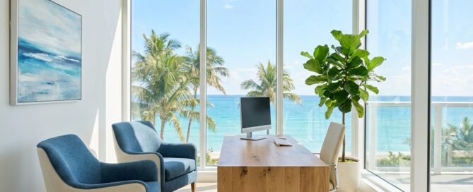 Bright South Florida medical consultation room for hair transplant near me searches