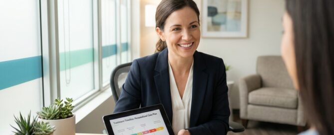 Professional consultation for non surgical hair restoration treatment planning in modern medical office