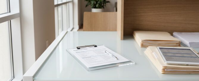 Modern medical consultation desk emphasizing hair transplant pricing transparency and clear documentation