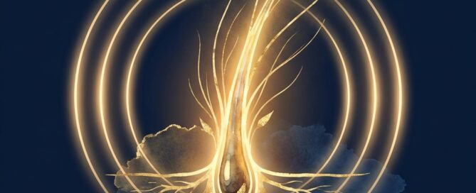 Glowing hair follicle illustration representing the precision of hair restoration FUE extraction technique explained