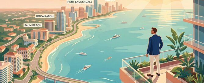 Confident man overlooking South Florida coastline from Palm Beach to Miami, representing hair loss treatment specialist care