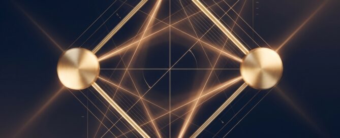 Conceptual illustration representing hair transplant graft placement artistry through a glowing four-variable matrix diagram