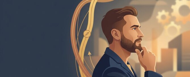 Confident man representing hair restoration progressive hair loss planning with a long-term vision concept