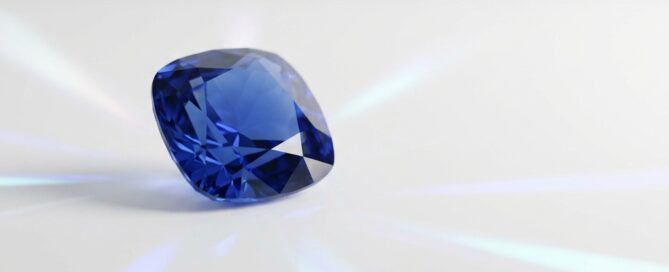 A brilliant blue sapphire gemstone representing the sapphire FUE hair transplant technique, set against a clean white background.