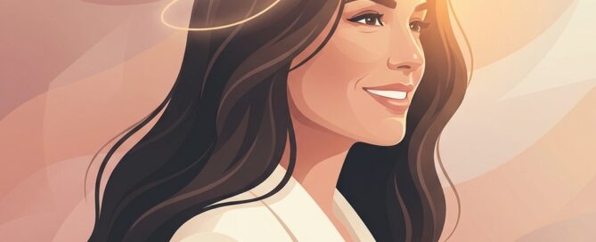 Illustration of a woman with healthy hair representing Ludwig Scale female pattern hair loss diagnosis and treatment planning