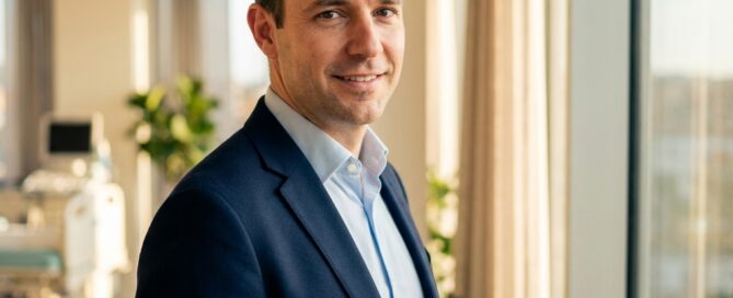 Confident man with full, natural-looking hair representing successful hair restoration for men