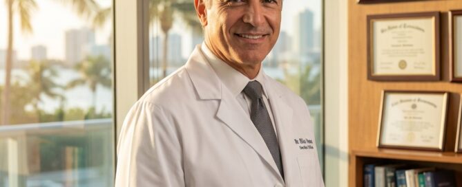 Hair restoration Nova Southeastern Medical School graduate physician in modern South Florida medical office