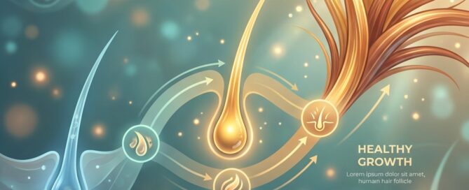 Conceptual illustration of hair growth renewal cycle representing hair transplant shock loss and temporary shedding recovery