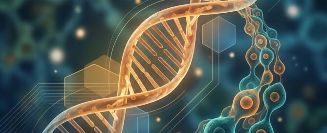 Stylized molecular cascade illustration representing DHT blocking strategies for hair loss treatment
