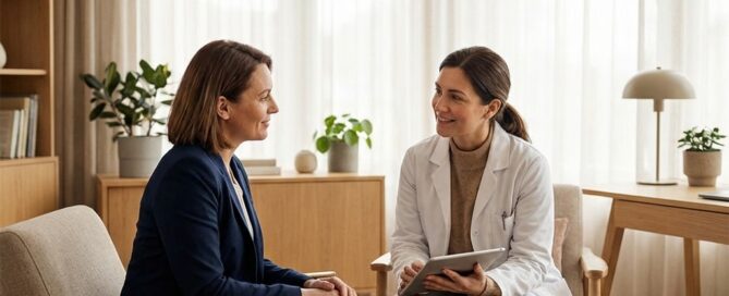 Doctor and patient in honest consultation, representing hair restoration honest realistic communication standards