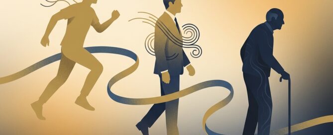 Illustration of men at different ages representing hair loss treatment age appropriate solutions across life stages