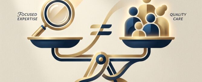 Conceptual illustration representing hair transplant doctor patient ratio quality through a balanced, boutique practice equation