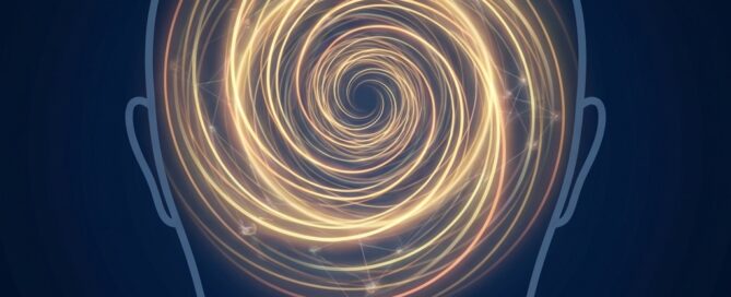 Stylized illustration of crown whorl hair growth pattern representing hair loss vertex crown balding treatment planning