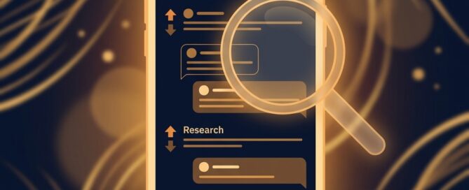 Stylized illustration of a smartphone showing Reddit forum threads, representing hair transplant Reddit research and community advice.