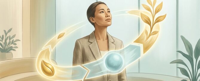 Illustration representing hair restoration patient support before during and after care as a connected journey of trust