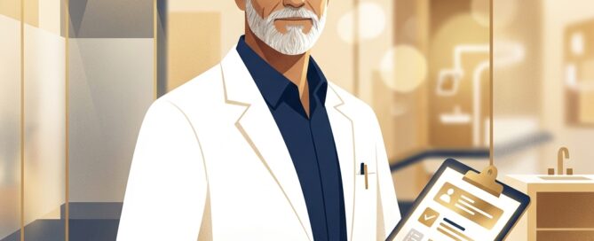 How to choose a hair transplant surgeon checklist — confident specialist in modern clinic setting