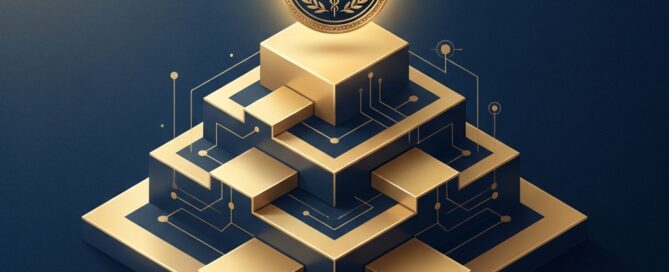 Golden tiered credential hierarchy illustration representing ISHRS Fellowship and what it means for patients seeking qualified hair restoration surgeons.