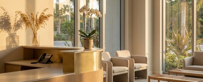 Modern, welcoming clinic reception area representing Charles Medical Group Boca Raton contact and location
