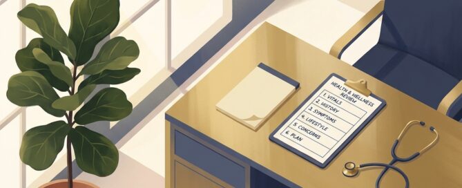 Modern consultation office with a structured 6-metric audit checklist representing hair transplant surgeon direct access personal attention
