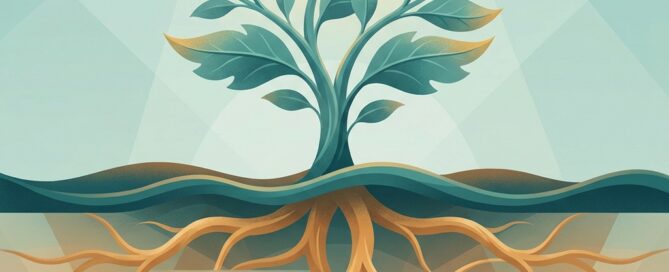 Illustration of a flourishing plant with deep roots representing finasteride after hair transplant long term use considerations