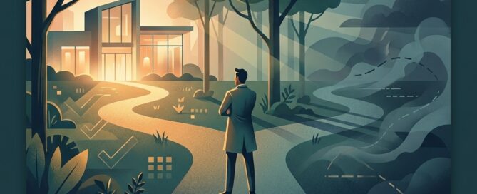 Illustration showing a person choosing the right path, representing hair transplant red flags and warning signs of a bad clinic