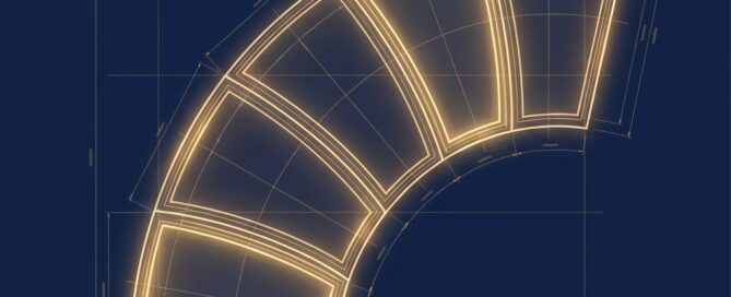 Stylized architectural zone diagram illustrating temple hair restoration hairline framing techniques with five glowing design regions