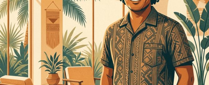 Confident Latino man with healthy hair in a modern Florida consultation setting, representing personalized hair transplant care.