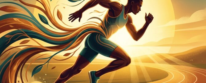 Athletic figure running confidently at golden hour, representing the connection between sports performance and hair loss in athletes.