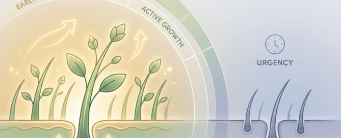 Conceptual illustration of hair follicle growth stages representing hair loss prevention early intervention strategies