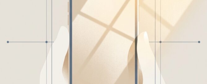 Smartphone positioned for hair transplant consultation photos with clean lighting and structured composition