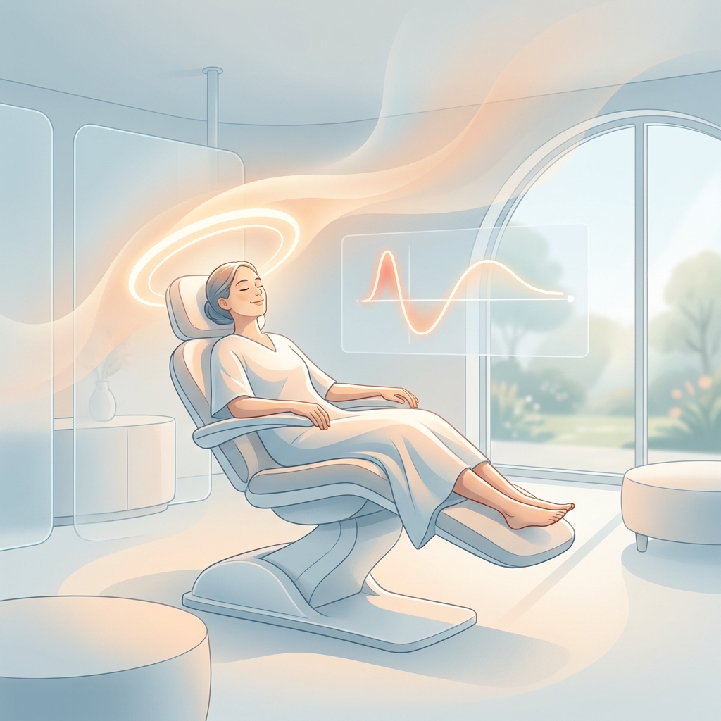 Relaxed patient resting comfortably during hair transplant procedure, illustrating anesthesia comfort options