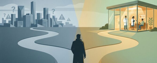 Illustration representing hair transplant abroad risks patients should consider when choosing between overseas and local care