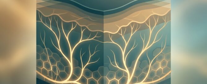 Glowing vascular network illustration representing scalp tissue readiness for hair transplant burn scar restoration options