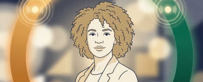 Conceptual illustration representing hair transplant candidacy assessment spectrum with confident person in professional setting